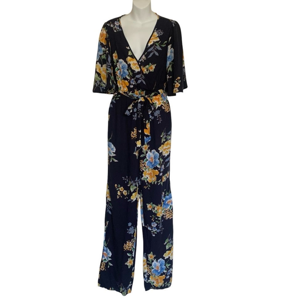 Band of Gypsies Floral Wide Leg Jumpsuit Size Medium